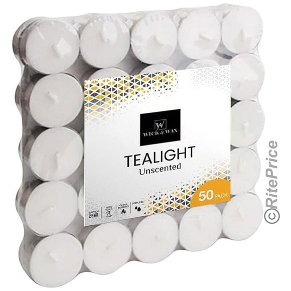 50PCS (1 Pack) Tealight Unscented White Candles 2.5 Hour Burn Time Dripless -New - Picture 2 of 11
